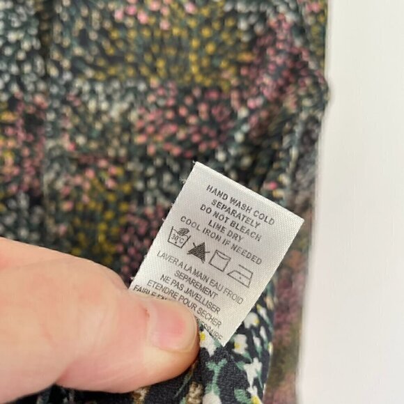 PLEIONE ANTHROPOLOGIE ANTHRO Black Multi Floral Long Sleeve Button Down Blouse S - Picture 11 of 13